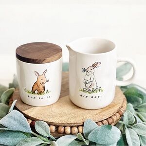 NEW Rae Dunn Easter Cream & Sugar Set Hop To It & Hip Hop 🐰